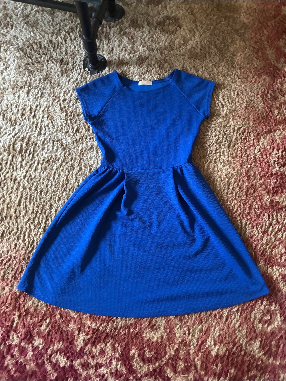 Renee C. Royal Blue Textured Fit & Flare Mini Dress